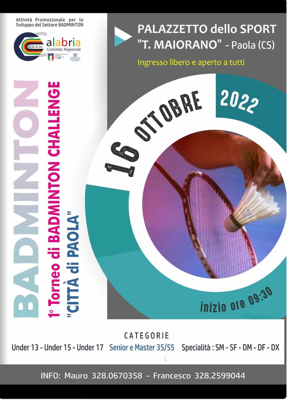 1° torneo città di Paola di badminton